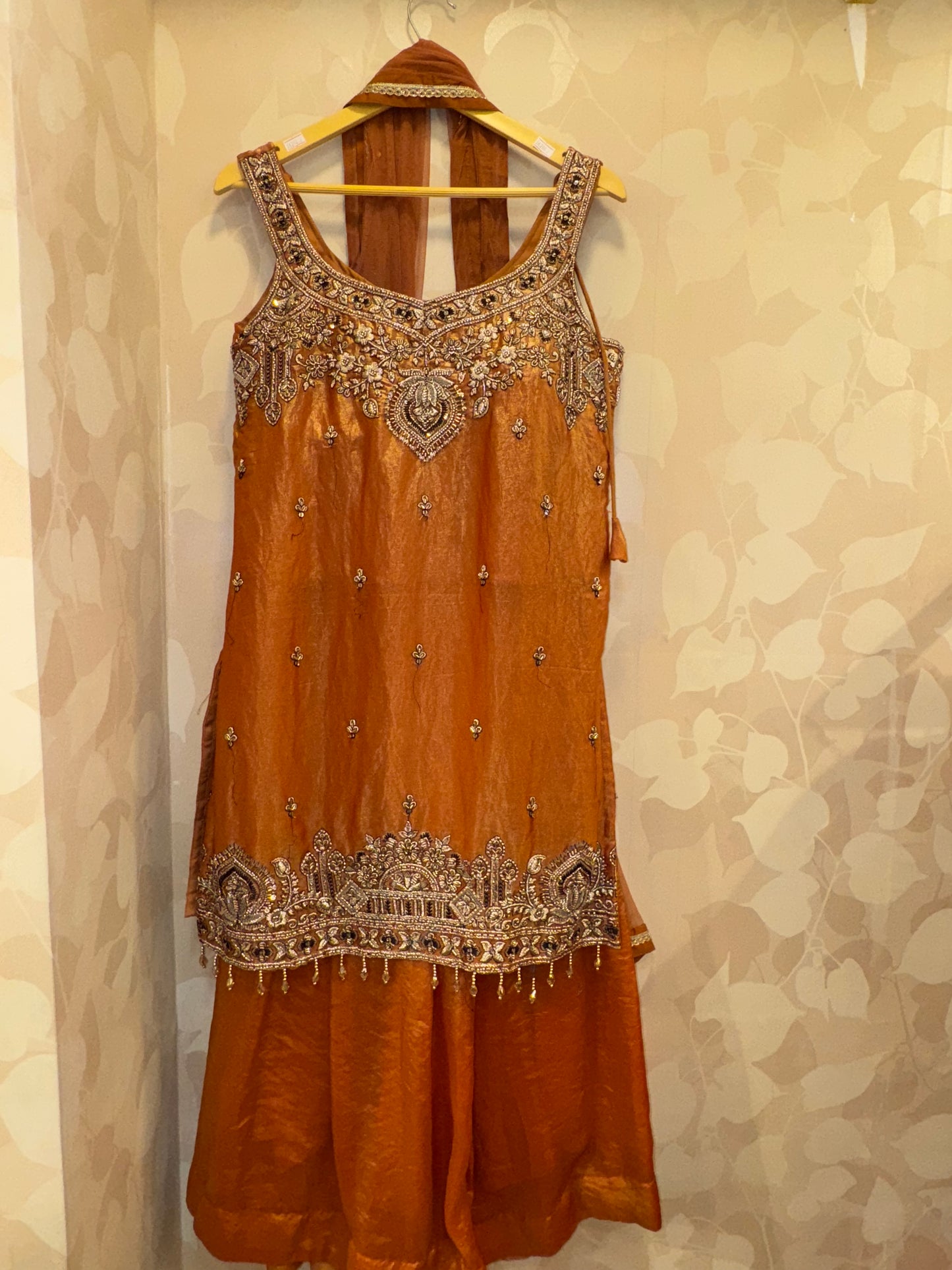 Golden Thread Embroidered Set – glass tissue Inspired Luxe Handwork Ensemble