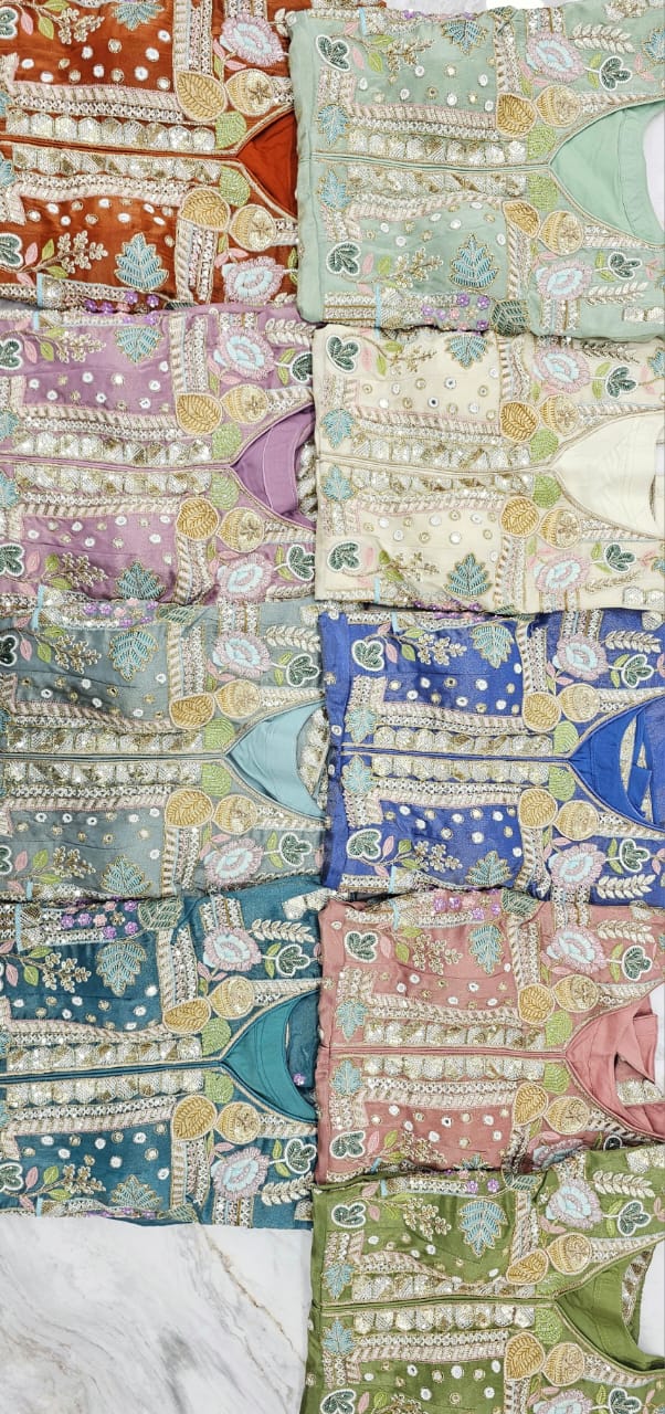 Hand-Embroidered Peplum Top with Slit & Panelled Sharara featuring Geometric and Floral Work