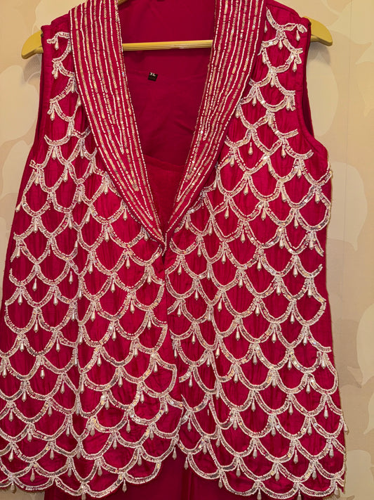 Rani Royale – Indo-Western Palazzo Set with Pearl Handwork Jacket