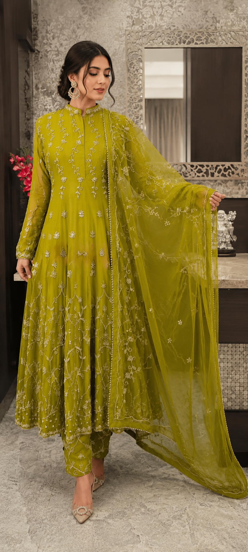 Mehendi Royale Handcrafted Anarkali