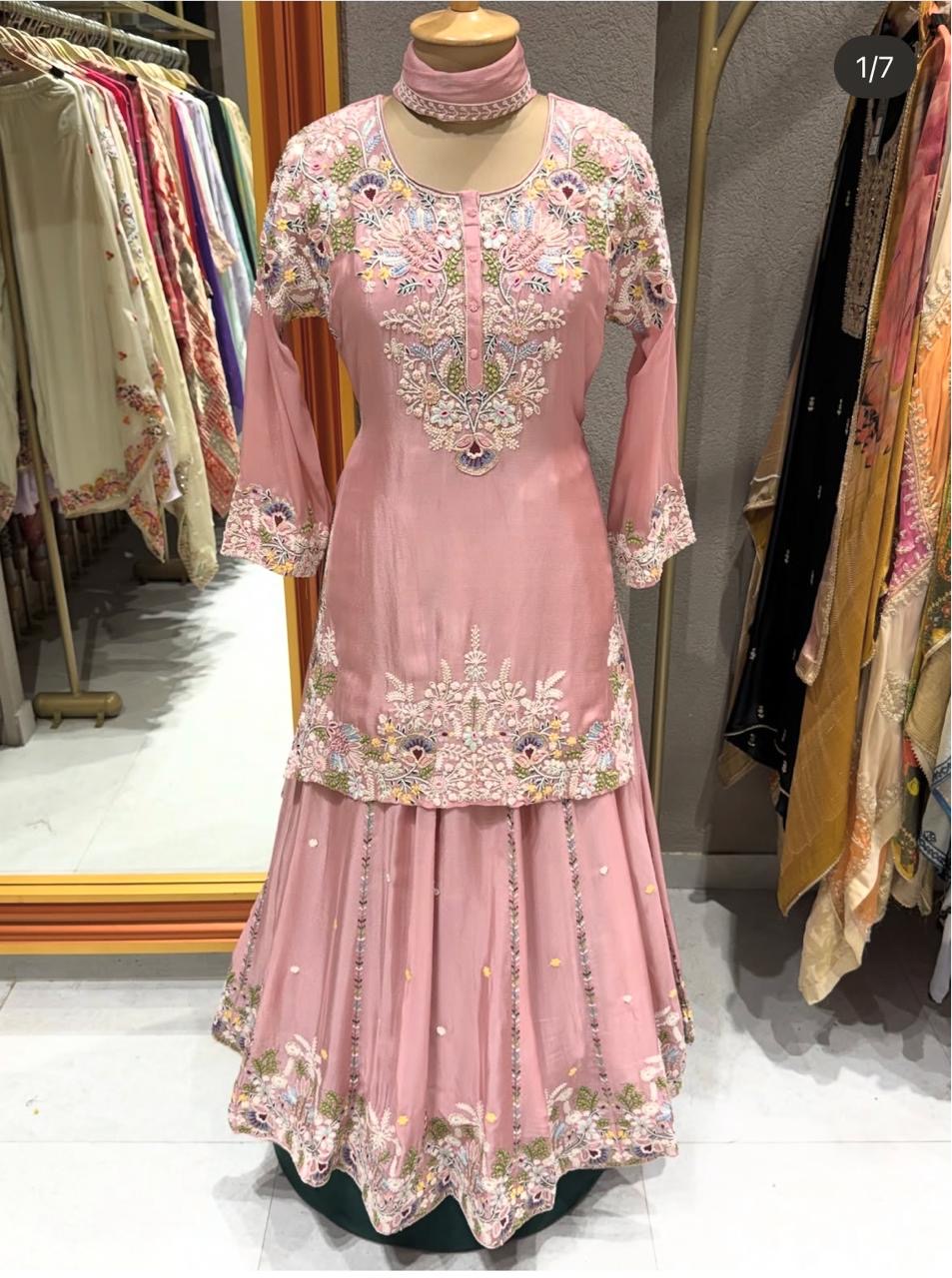 Gulnaar Zardosi Lehenga Set | Multi Floral Embroidered Lehenga Kurta with Dabka, Zardosi & Cutdana Work