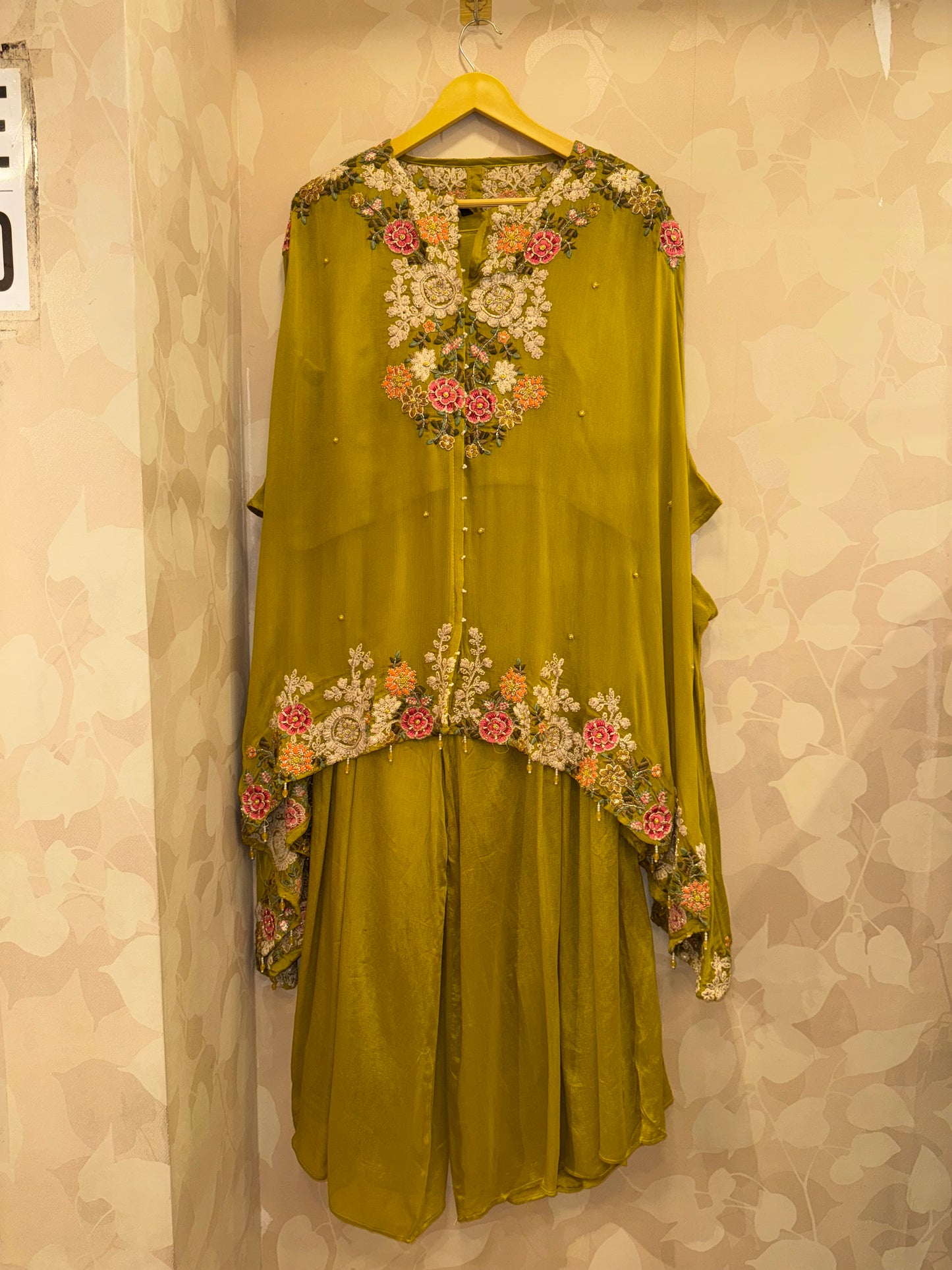 Hand-Embroidered Kaftan Style Kurta with Palazzo Set