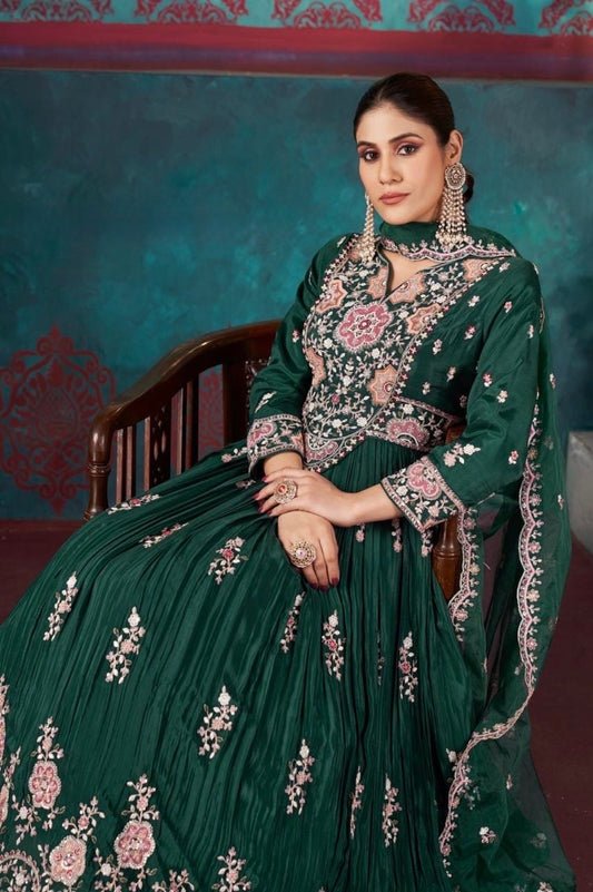 Multi zardosi handwork gown with front panel