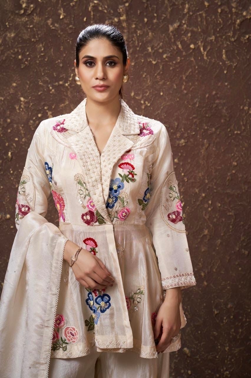 Aira Royale Collar Peplum Plazo Ensemble