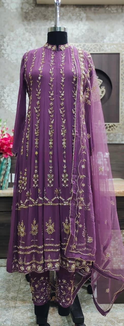 Royal Purple Handwork Anarkali