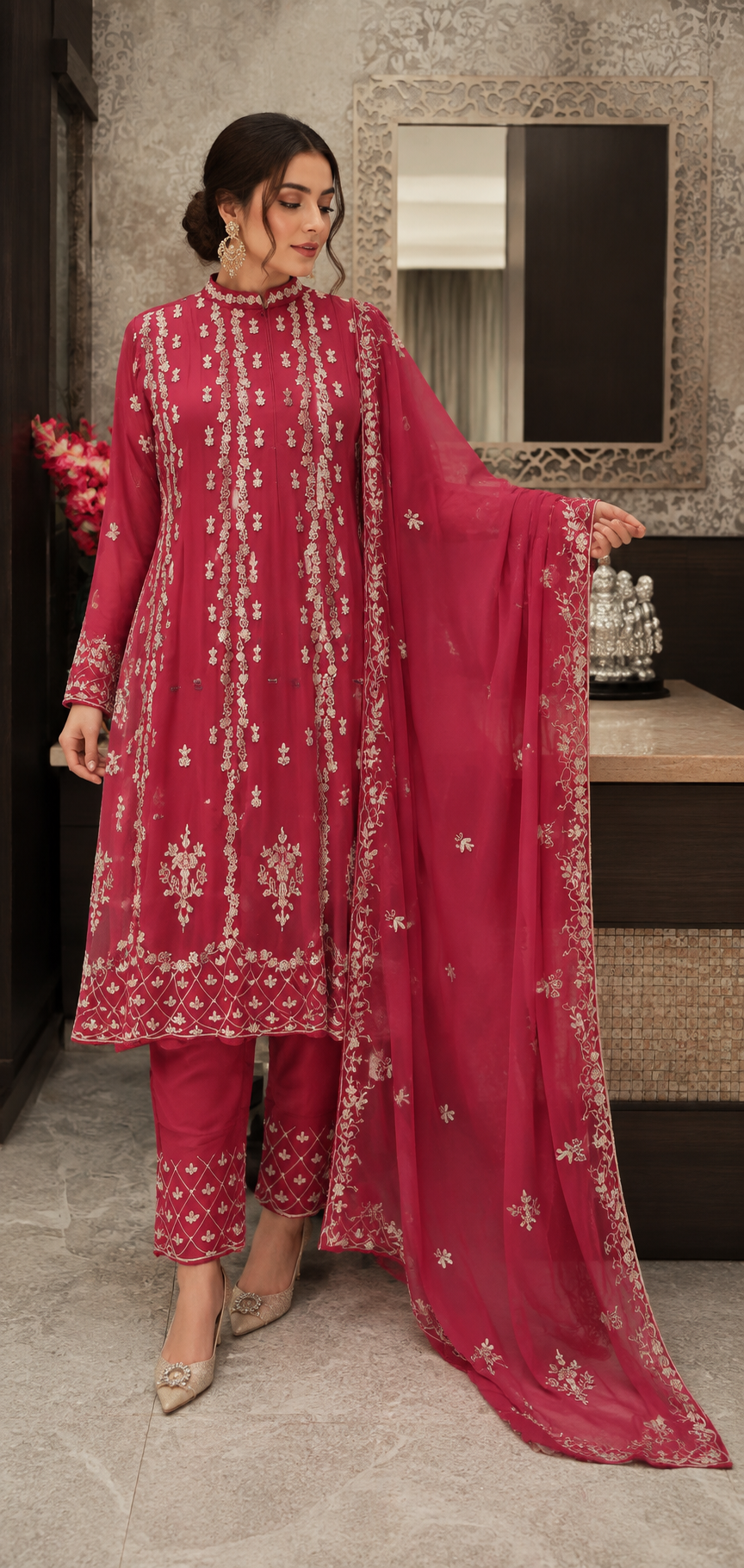 Rosé Handwork Anarkali Ensemble