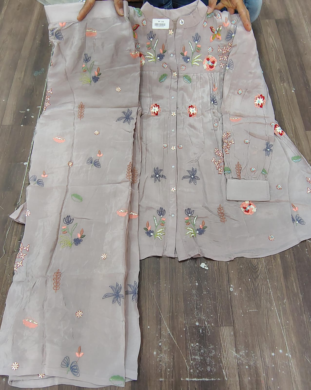 Bestseller — Pure Chinnon Flared Top Palazzo coord  Set | Multicolour Resham, Pearl & Cutdana Handwork Designer Co-ord by Inara  ✨  Our most loved festive co-ord — where sunshine meets luxury craftsmanship.