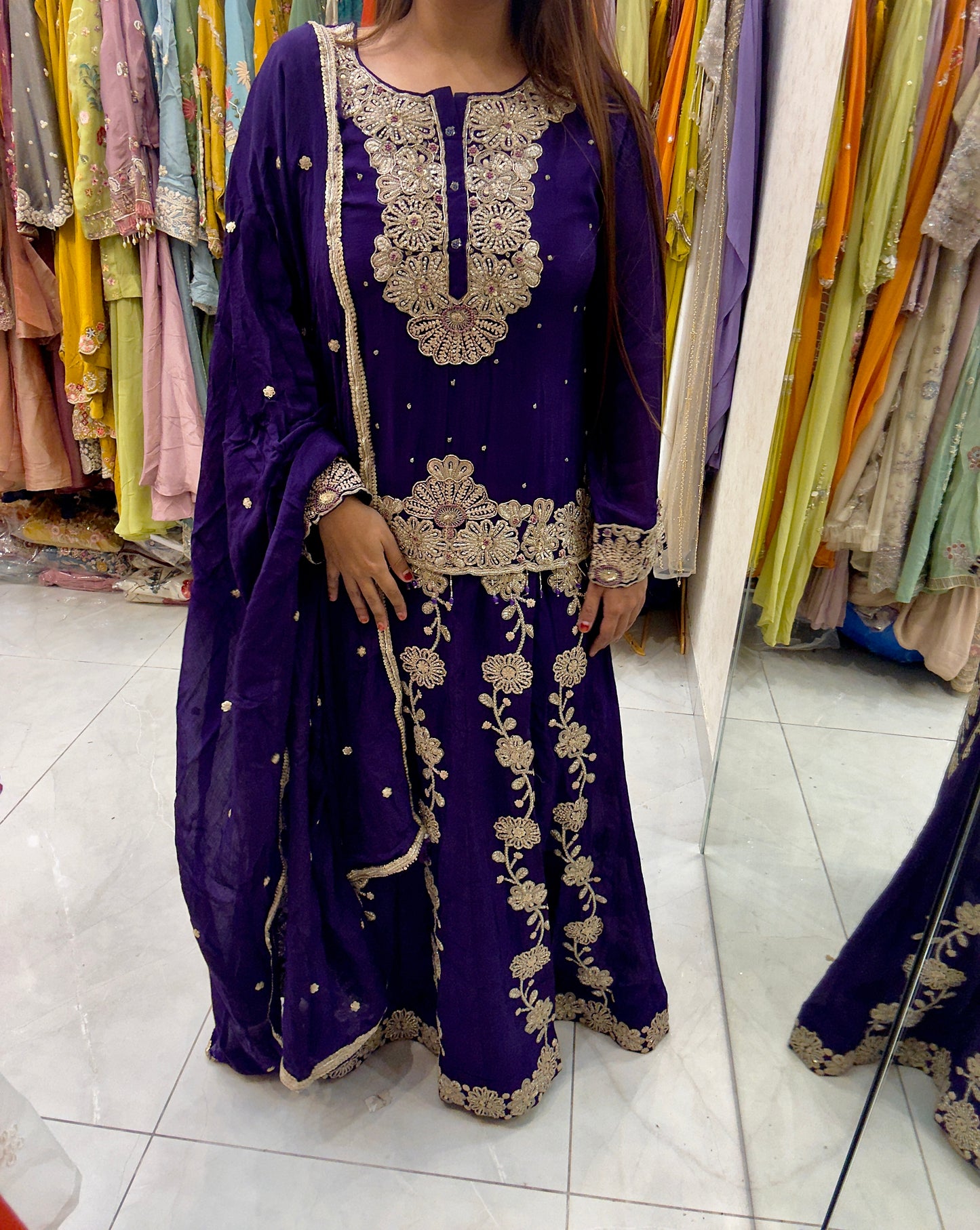 Jamuni Purple Lehenga Kurta Set with Gota Patti Handwork & Dupatta | Luxury Ethnic Wear for Women