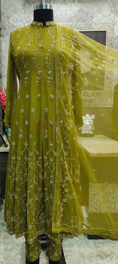 Mehendi Royale Handcrafted Anarkali