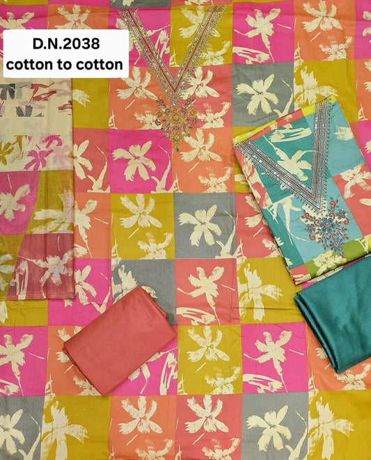 Gulrang Bloom Mul Unstitched Suit Set