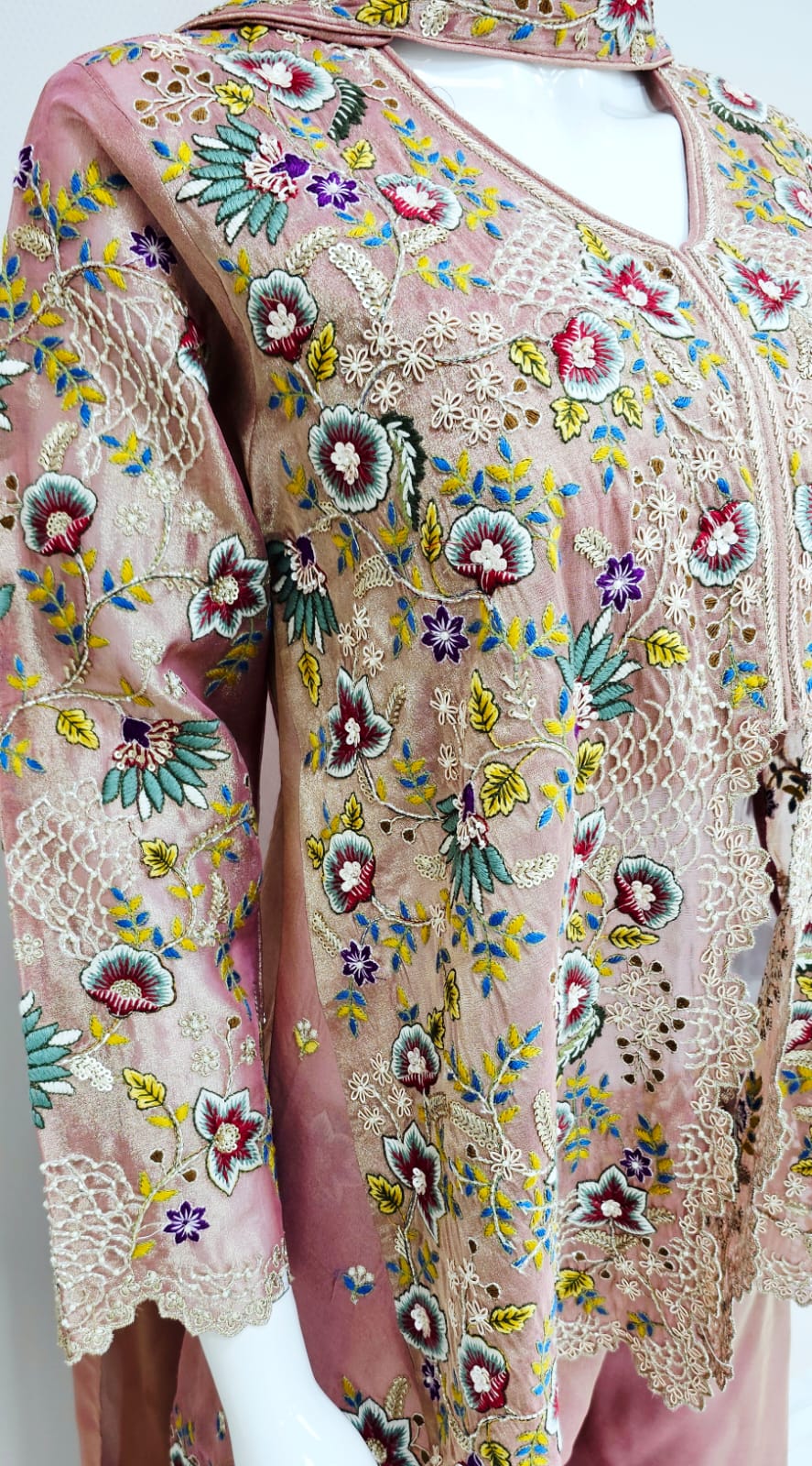Pure Kanjivaram Tissue Peplum Jacket Set with Flared Sharara & Dupatta