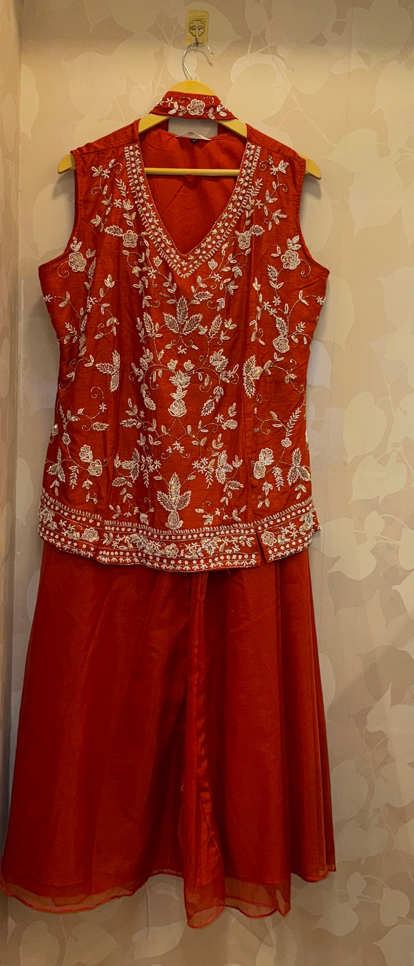 Ethereal Bloom – Organza Palazzo Fusion Set