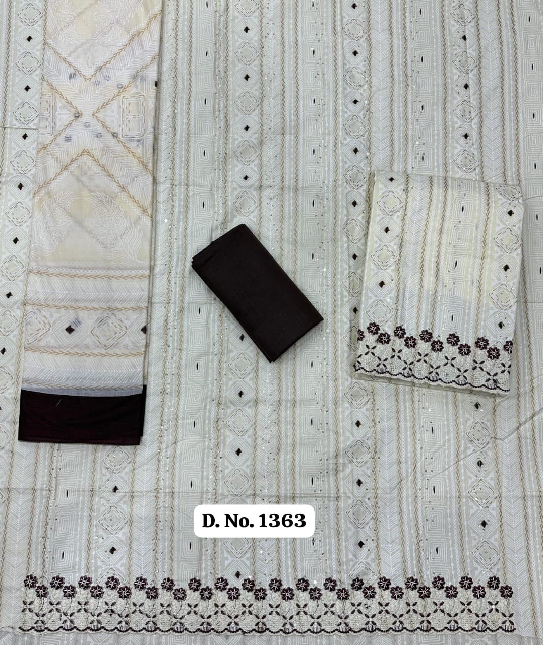 Black and white Mul Luxe Unstitched Suit Set