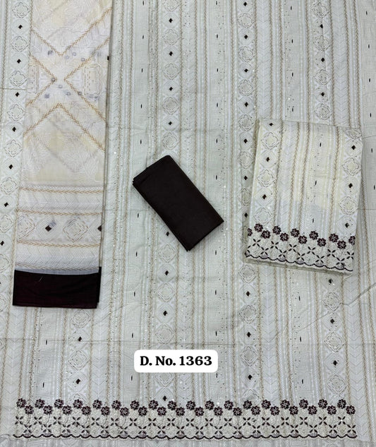 Black and white Mul Luxe Unstitched Suit Set