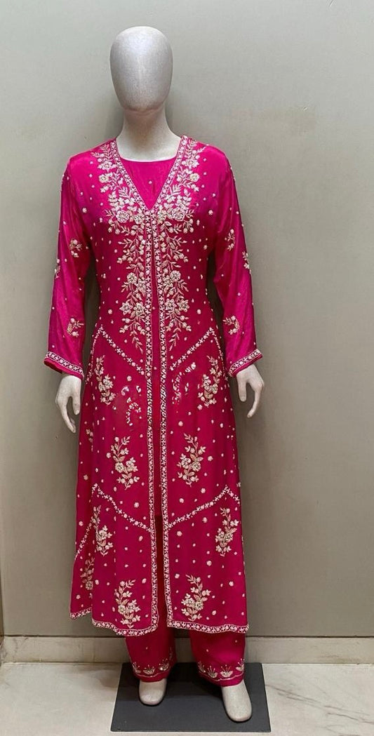 Handwork pink jacket set