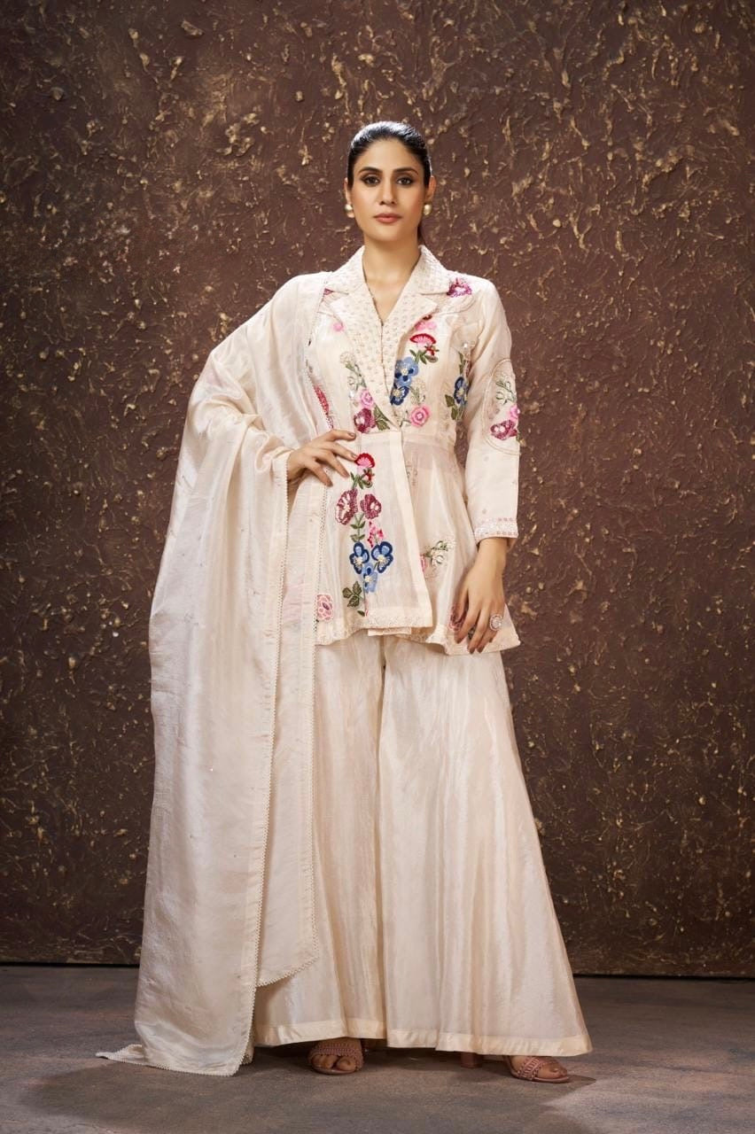 Aira Royale Collar Peplum Plazo Ensemble