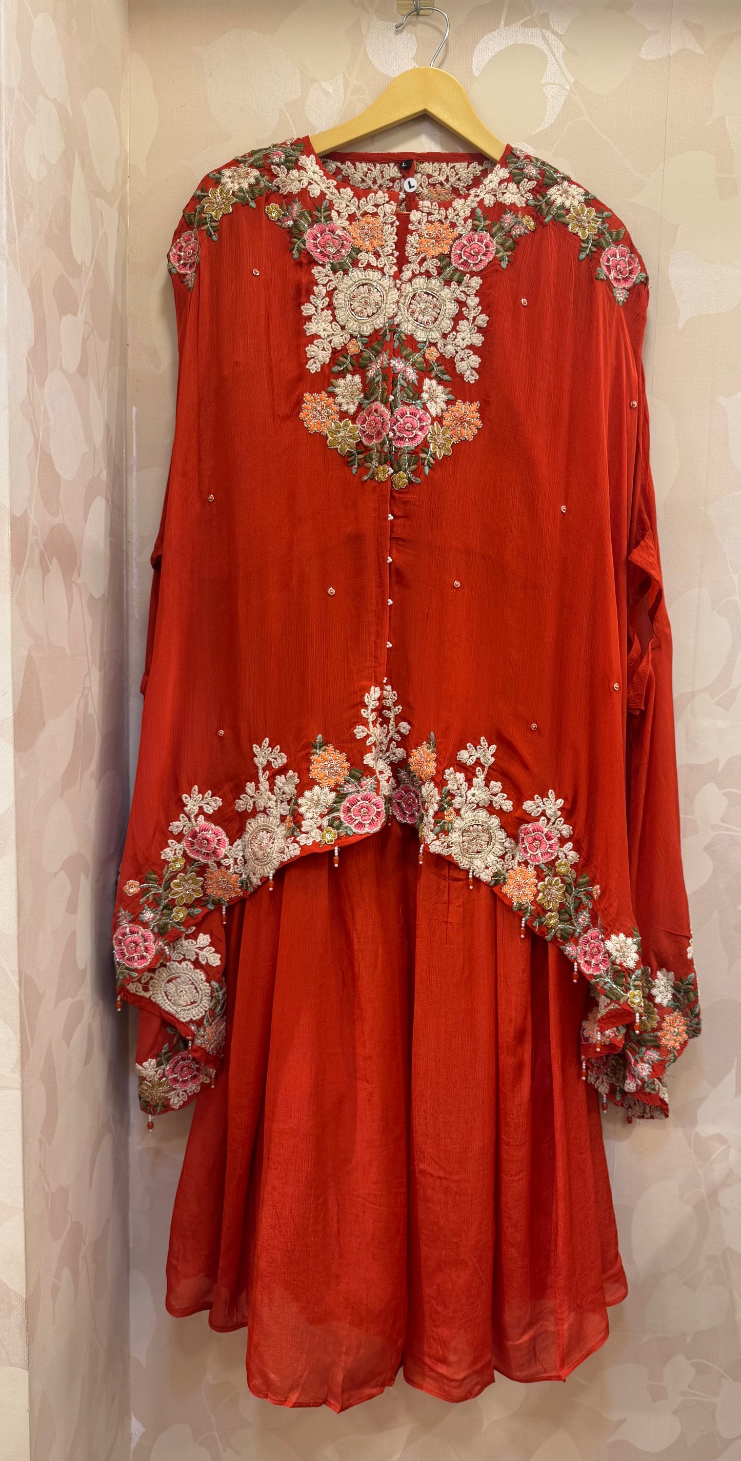 Hand-Embroidered Kaftan Style Kurta with Palazzo Set