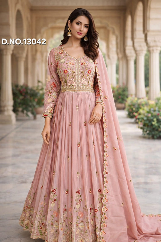 Designer Heavy Embroidered gown with Dupatta !