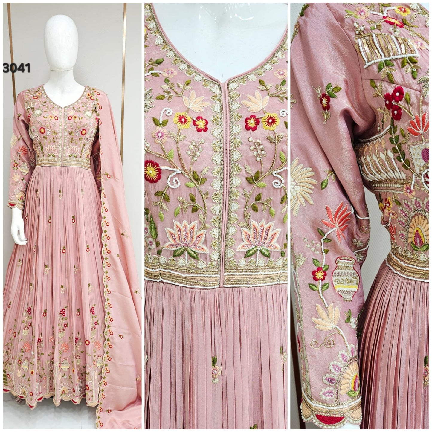 Designer Heavy Embroidered gown with Dupatta !