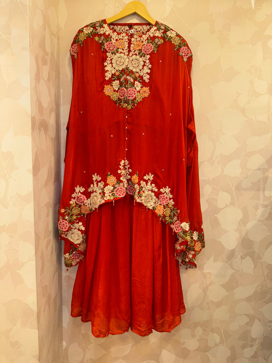 Hand-Embroidered Kaftan Style Kurta with Palazzo Set
