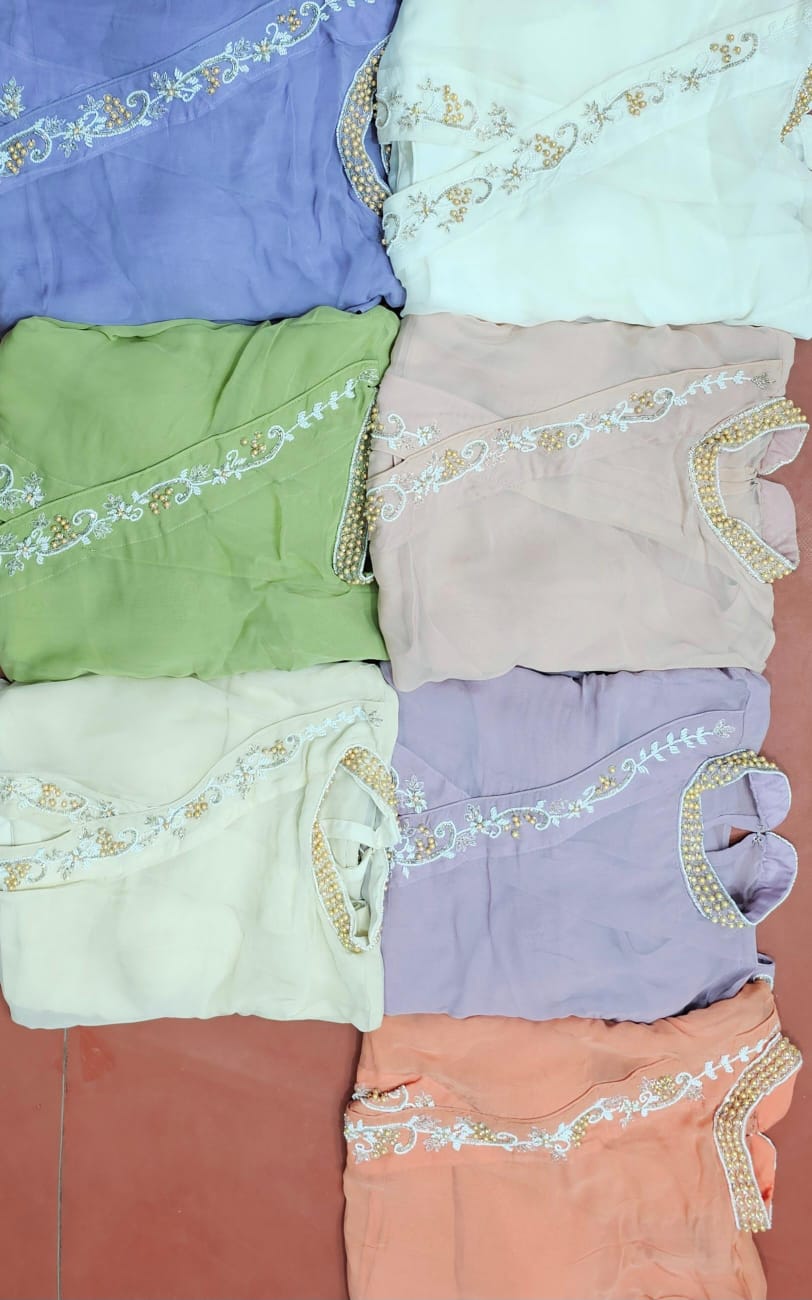 PURE VISCOSE GEORGETTE HANDDWORK V CUT LEHENGA