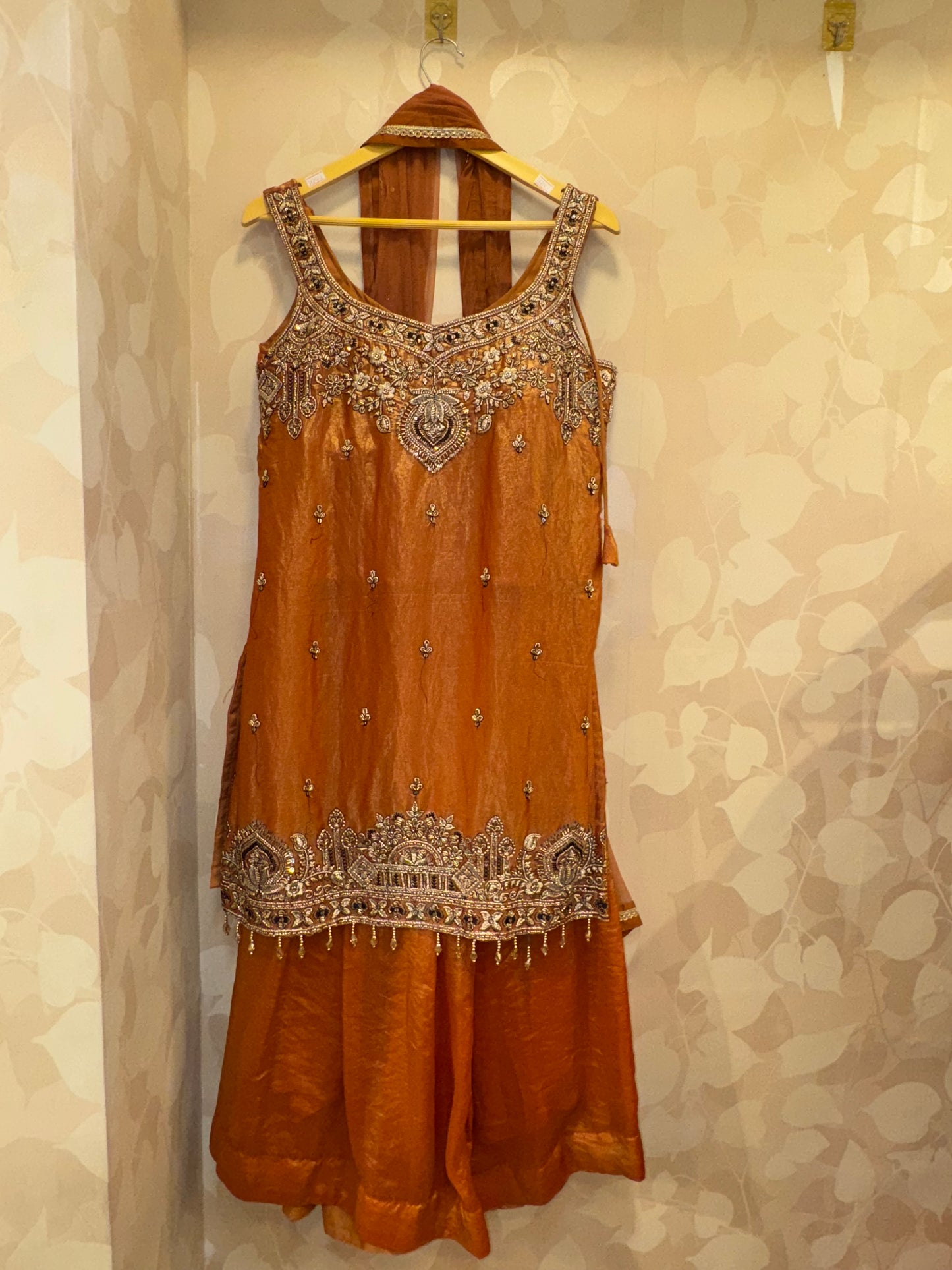 Golden Thread Embroidered Set – glass tissue Inspired Luxe Handwork Ensemble