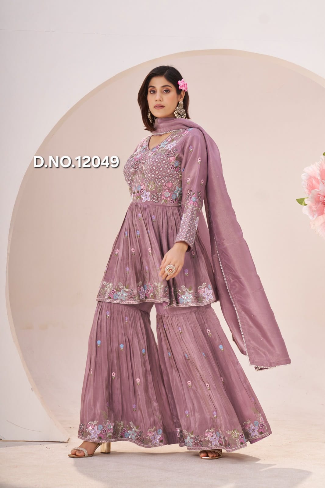 Shimmer Tissue Peplum Gharara Set | Multi-Thread Zardosi & Cutdana Handwork | Inara by Javed & Daughters