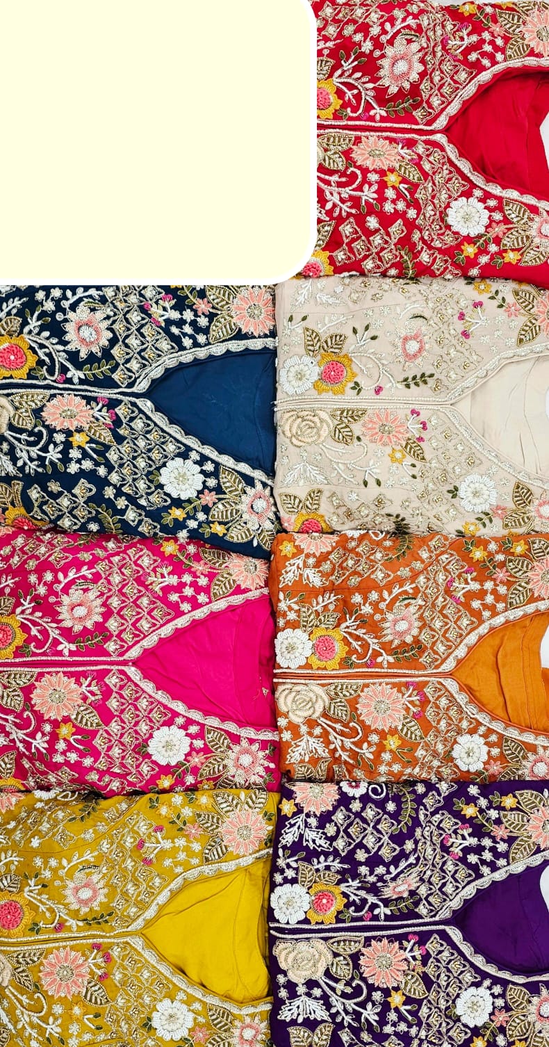 Peplum Top with Lehenga & Embroided Dupatta in Pure Shimmer Tissue with Resham & Zardozi Handwork