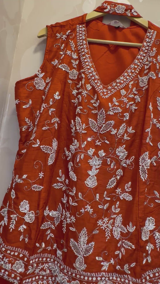 Ethereal Bloom – Organza Palazzo Fusion Set