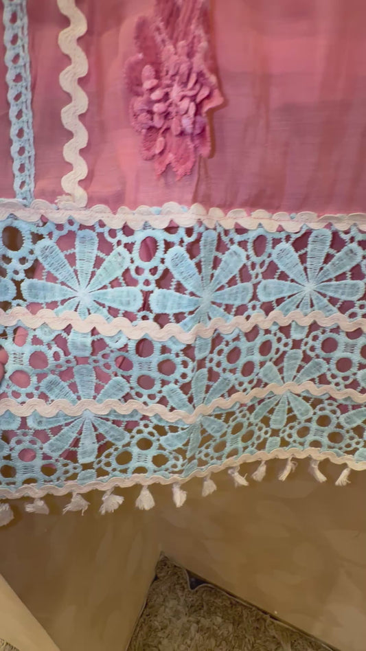 Designer Crochet Work Kurta Set with Pants and dupatta